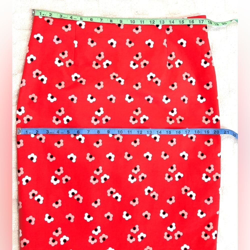 Boden Red Pencil Skirt with White Patterns - Picture 14 of 15